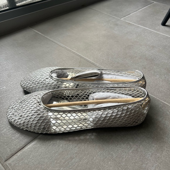 Mango Metallic Mesh Ballet Flats - Picture 3 of 5